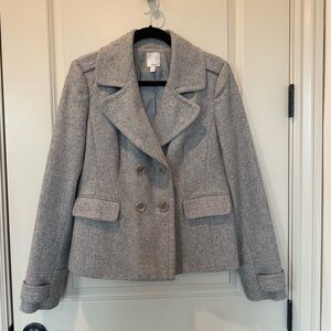 Halogen gorgeous Heather gray P-Coat style blazer. Size L